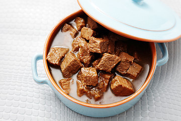 Image showing goulash with beef and beer