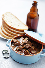 Image showing goulash with beef and beer