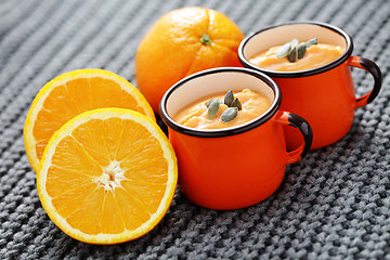 Image showing pumpkin soup with orange