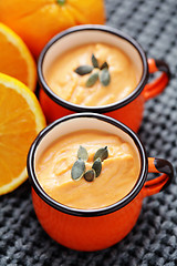 Image showing pumpkin soup with orange