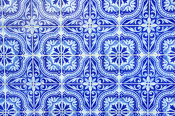 Image showing Portuguese blue tiles close-up