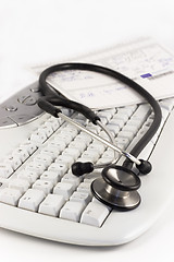 Image showing Stethoscope and keyboard