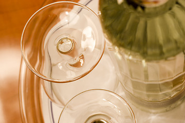 Image showing Glasses and bottle