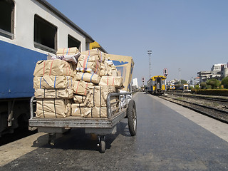 Image showing Packages at a railway station