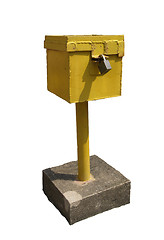 Image showing Yellow metal box with padlock