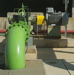 Image showing Pump and pipes at cooling tower