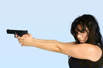 Image showing Female with a gun