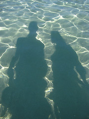Image showing Shadows of couple in the sea water