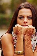 Image showing Beautiful girl painted Mehandi