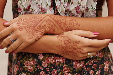 Image showing Beautiful girl painted Mehandi