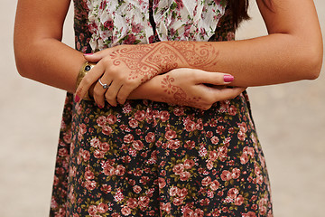 Image showing Beautiful girl painted Mehandi