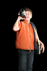Image showing Child filming with digital video camera