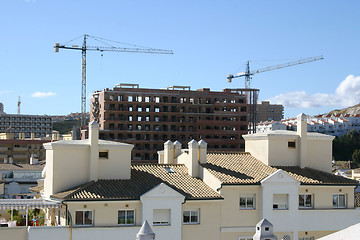 Image showing cranes and construction site