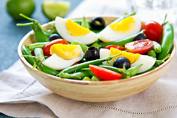 Image showing Green bean with Snap pea and egg salad