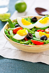 Image showing Green bean with Snap pea and egg salad