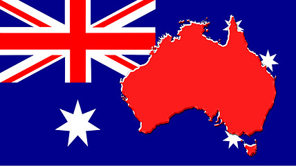 Image showing The map, flag and the arms of Australia