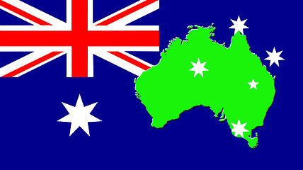 Image showing The map, flag and the arms of Australia