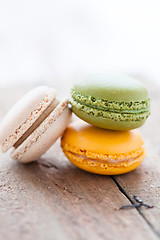 Image showing Macaroons on wooden table