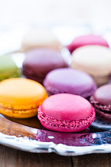 Image showing Macaroons on silver tray