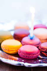 Image showing Macaroons on silver tray