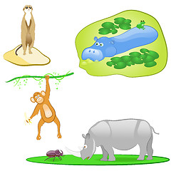 Image showing illustration of isolated wild animals set on white background