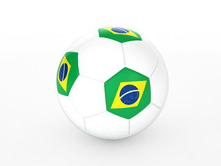 Image showing 3d rendering of a soccer ball with Brazil flag