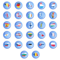 Image showing Vector buttons with flags of the states of the European union