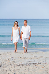 Image showing happy couple in love having fun on the beach