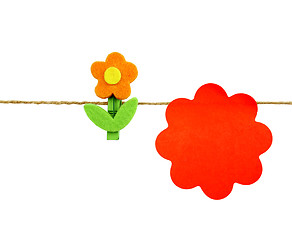 Image showing Orange post it and flowers