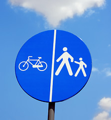 Image showing Blue sign on blue sky