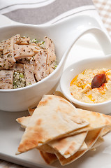 Image showing chicken taboulii couscous with hummus