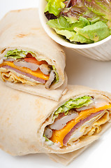 Image showing club sandwich pita bread roll