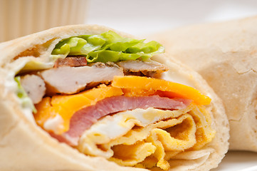 Image showing club sandwich pita bread roll