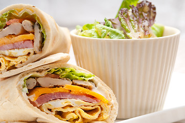 Image showing club sandwich pita bread roll