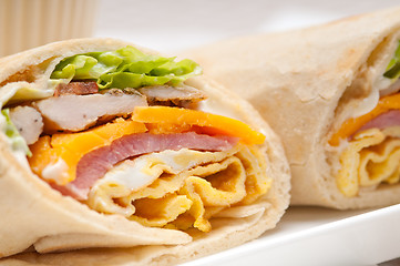 Image showing club sandwich pita bread roll