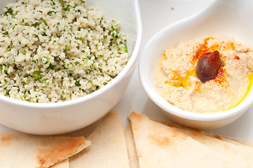 Image showing taboulii couscous with hummus