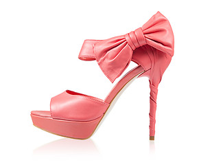 Image showing Evening shoes with a bow on a high heel