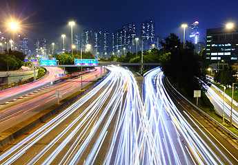 Image showing Traffic Light Trail on a Highway 