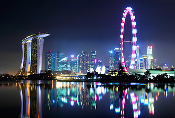 Image showing Singapore city skyline at night