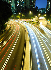 Image showing traffic light trails at night 