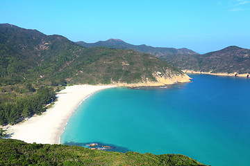 Image showing beach with blue sky and sea