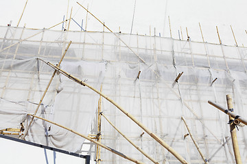 Image showing bamboo scaffolding in construction site