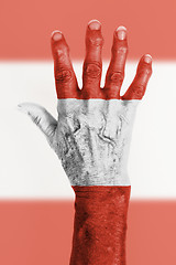 Image showing Old hand with flag, European Union, Austria