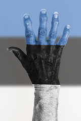 Image showing Old hand with flag, European Union, Estonia