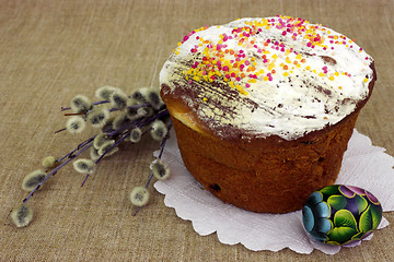 Image showing Celebratory sweet cake and egg