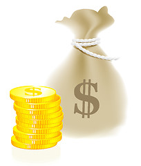 Image showing Stacks of gold coins, vector