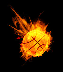 Image showing Basketball Ball on Fire