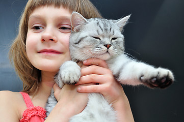 Image showing child with a cat