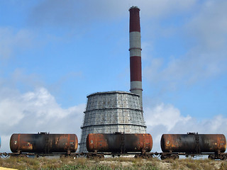 Image showing Industrial factory and freight train