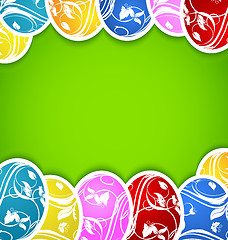 Image showing Easter background with set colorful ornate eggs